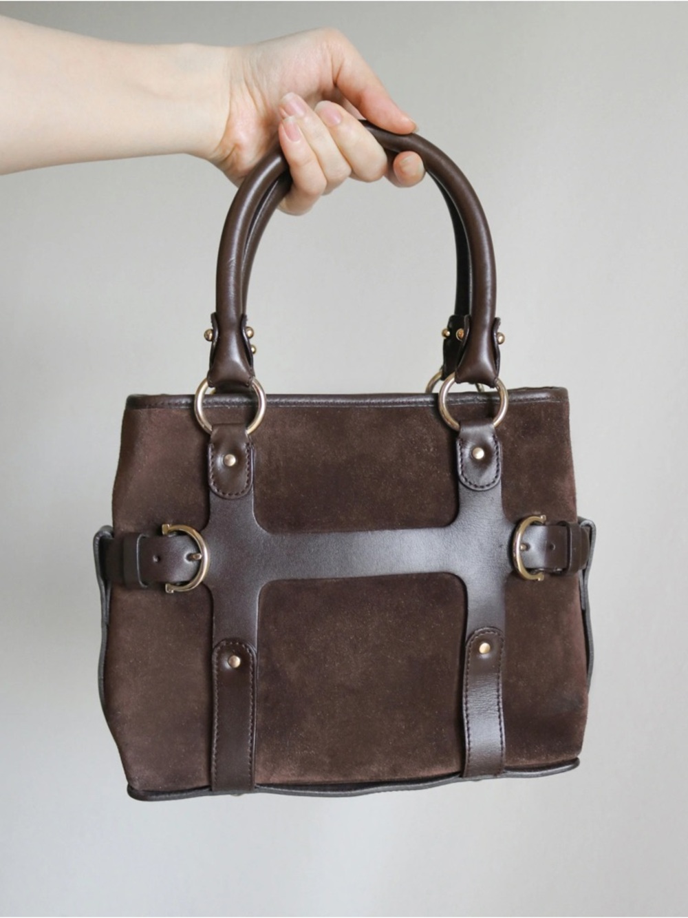 Salvatore Ferragamo bondage suede bag